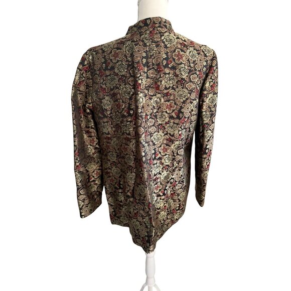 AMBER SUN Multicolor Brocade Rose Print Blazer Jacket Size Large - Picture 4 of 10